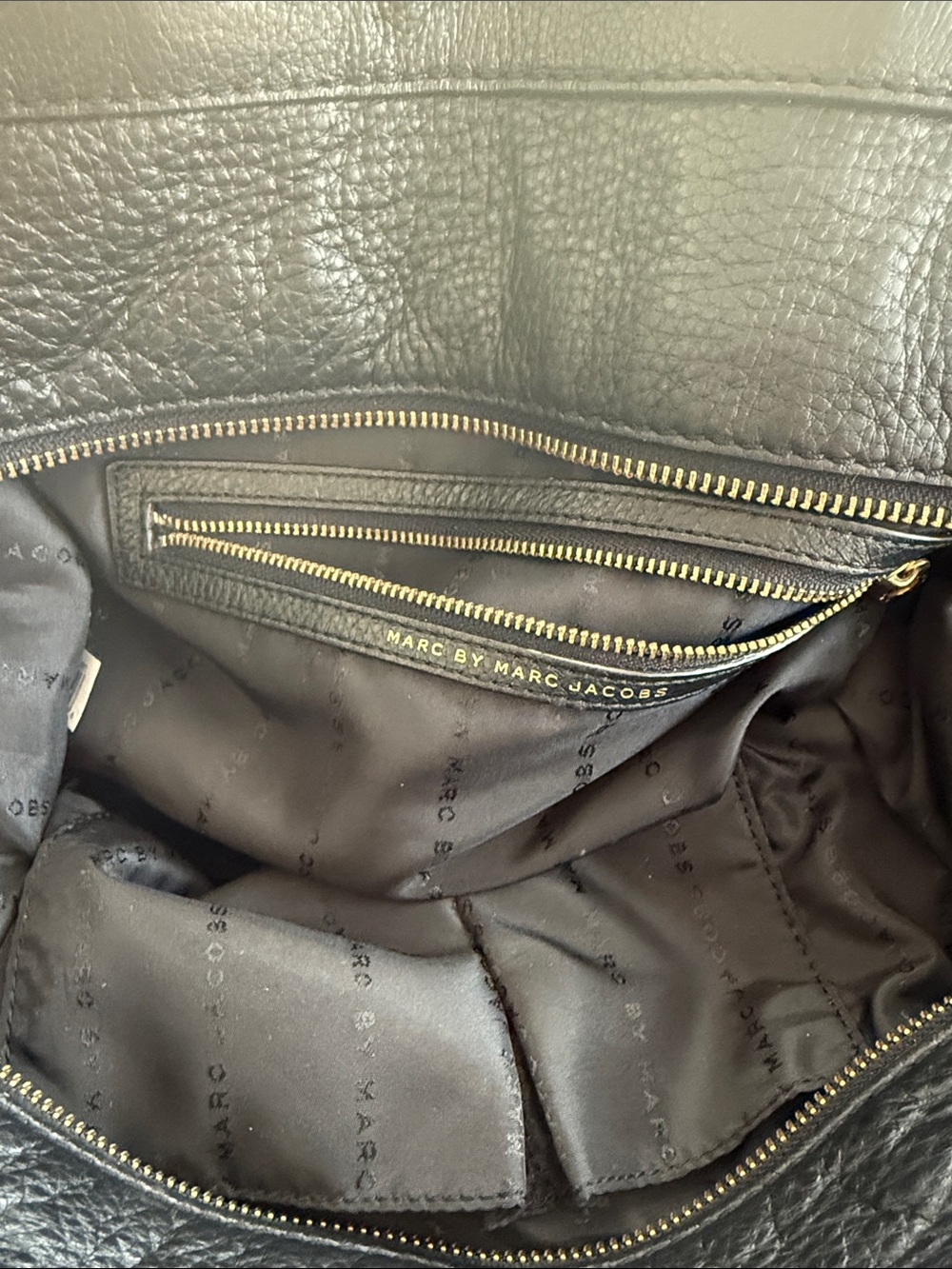Marc by Marc Jacobs Black Leather Satchel with Gold Hardware - Picture 3 of 4